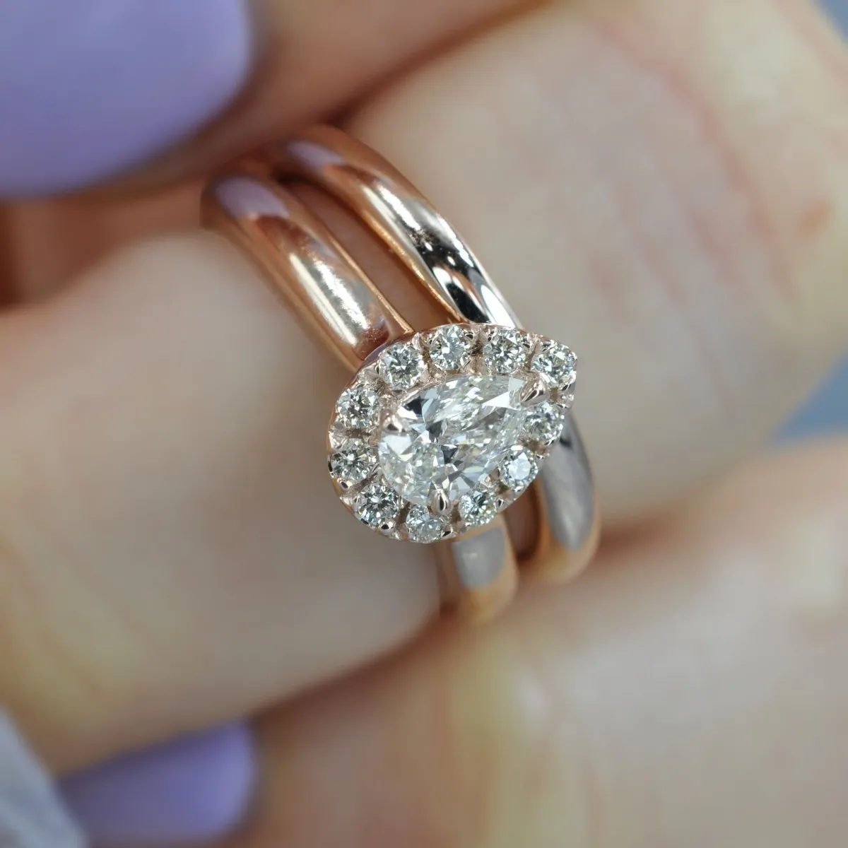 0.55-1.70 CT Round & Pear Cut Diamonds - Bridal Set