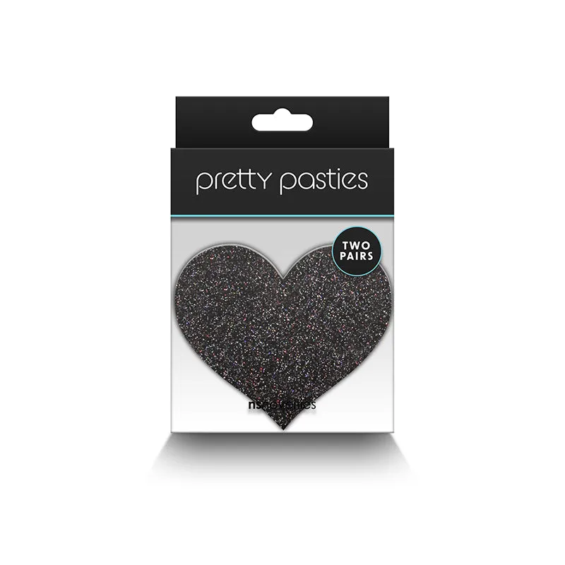 Black & Gold Glitter Heart Pretty Pasties set of two
