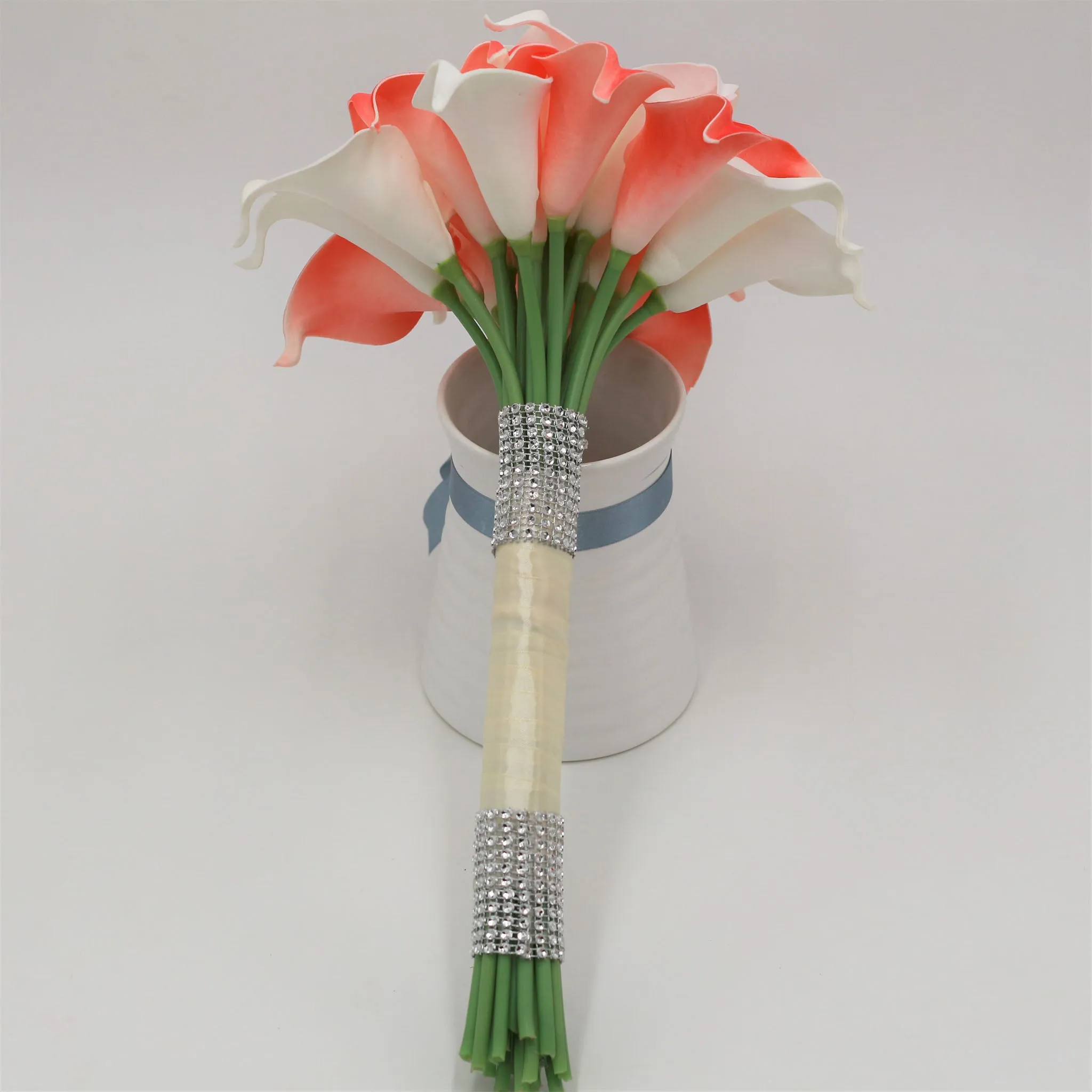 Calla Lily Bouquets Coral and White Wedding Flowers Corsages