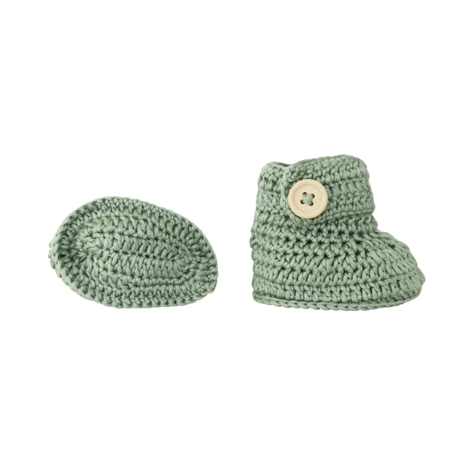 Crochet Bonnet & Bootie Set Sage