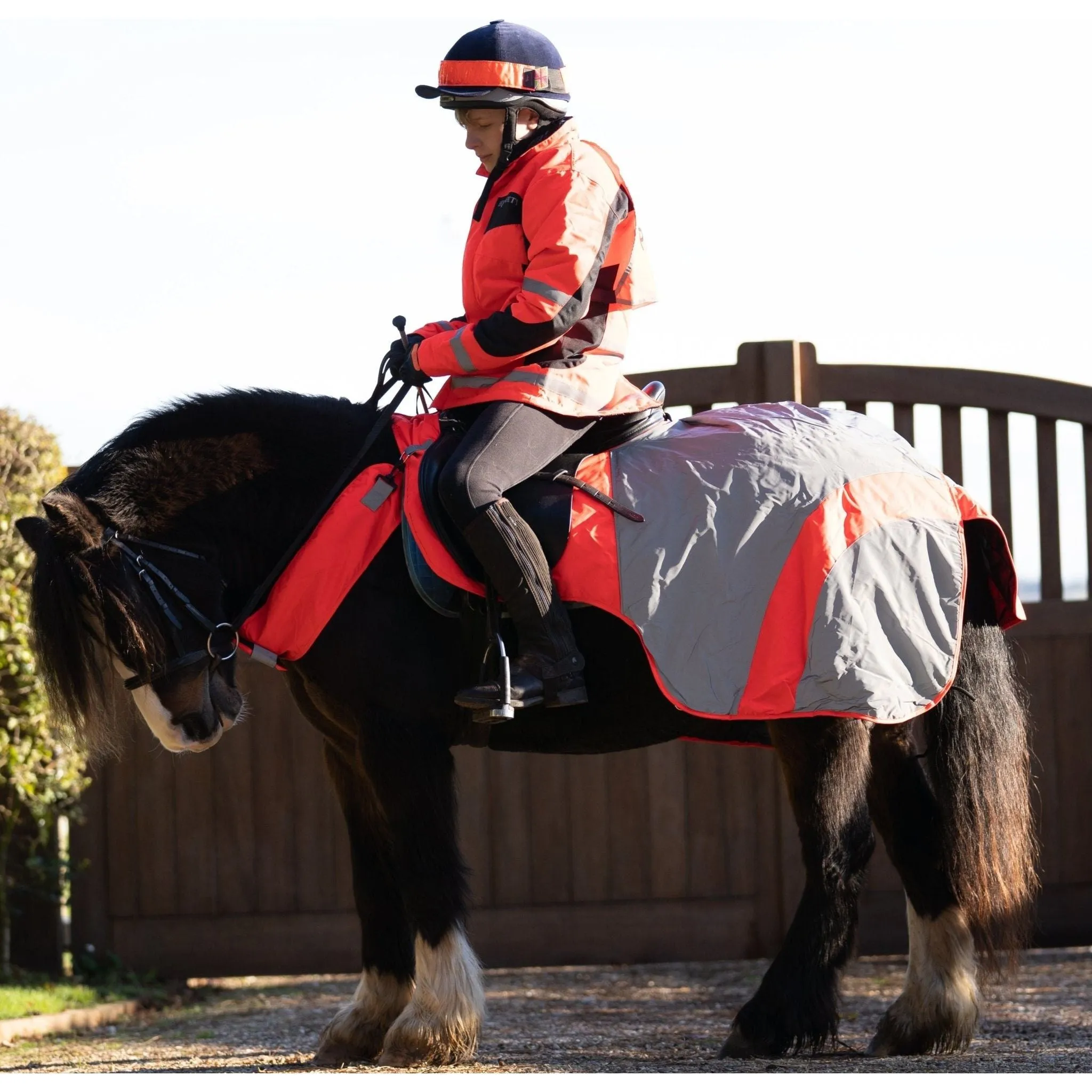 Equisafety Reflective Mercury Horse Exercise Rug - Red/Orange