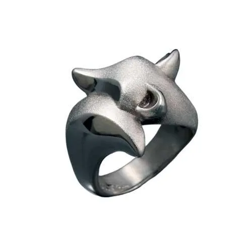 Fox Ring Satin Finish Sterling Silver