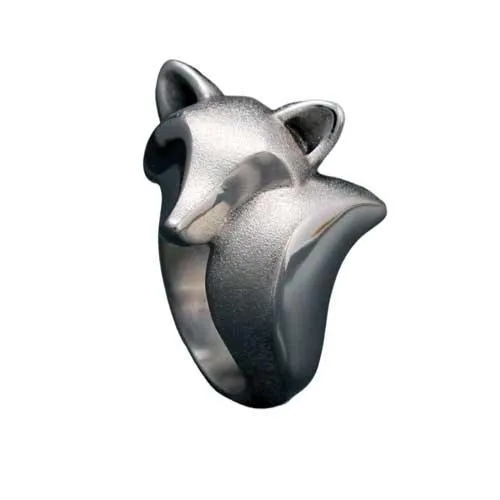 Fox Ring Satin Finish Sterling Silver