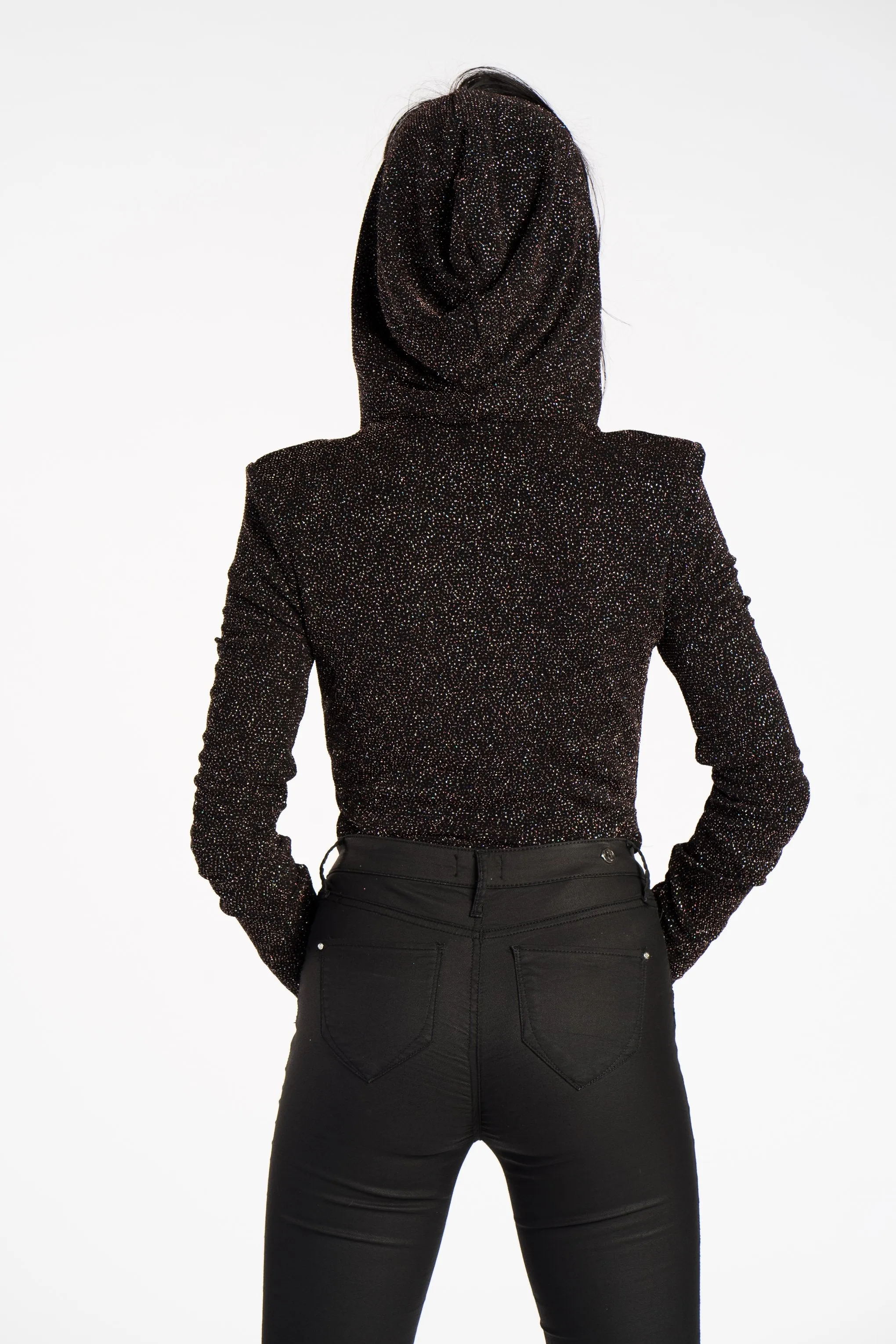 Glitter Lurex Hooded Bodysuit