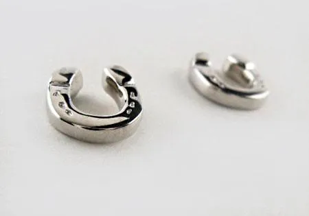 Horseshoe Dangle or Stud Earrings in Sterling Silver