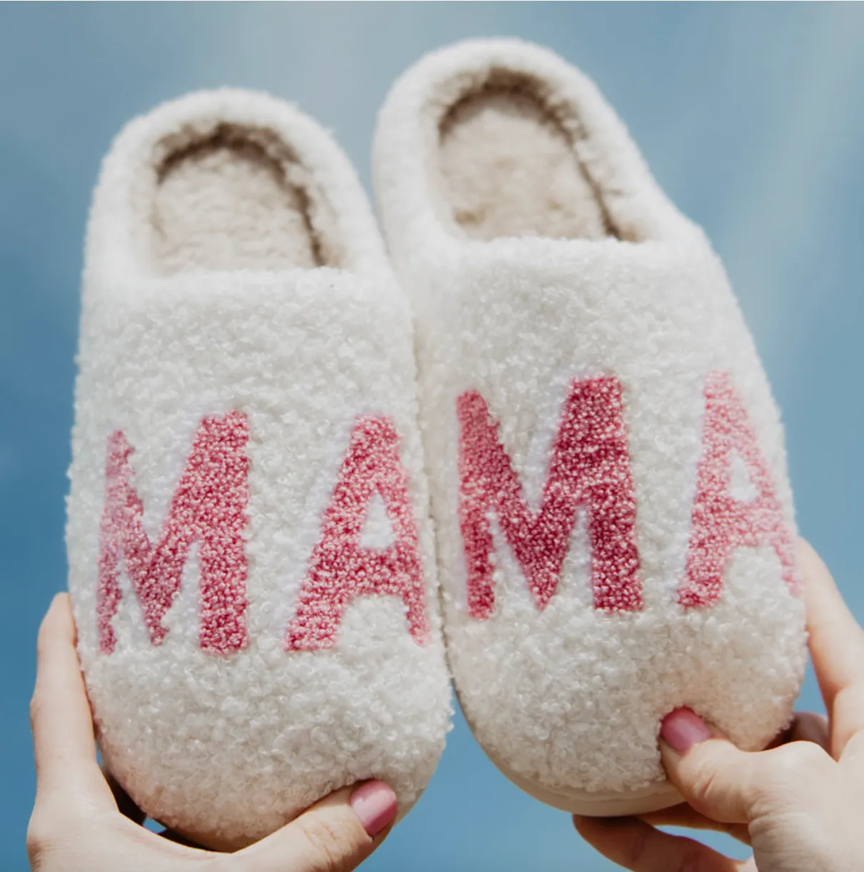 Mama Pink Plush Slippers