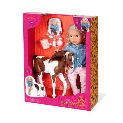 New - Our Generation 18" Equestrian Doll & Horse Set - Yanira with Foal