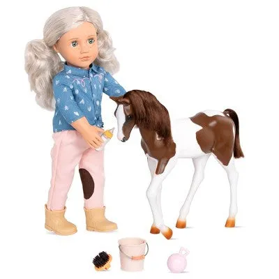 New - Our Generation 18" Equestrian Doll & Horse Set - Yanira with Foal