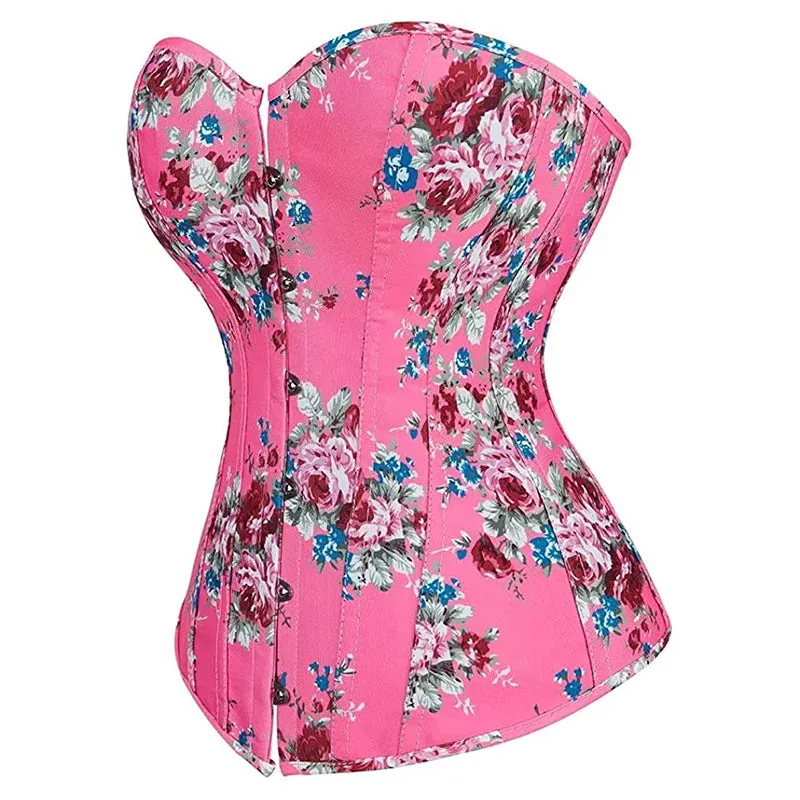 Retro Elegant Floral Denim Sweetheart Corset
