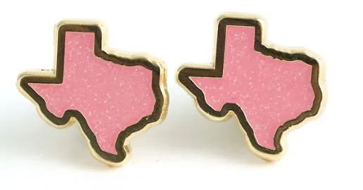 Texas Earrings - Pink Glitter
